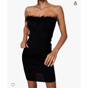 Shein Black Feather Bodycon Mini Dress | M